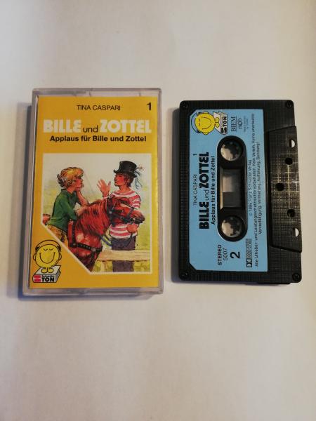 Bille und Zottel Folge 1 Applaus für Bille und Zottel 5-fach Schwarz geschraubt Schwarz mit Blauen Aufkleber 5007 Schneiderton(Innencover beschrieben+minimaler Abriss auf MC Label Seite 1